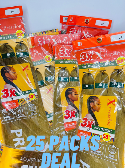 BOX DEAL] SENSATIONNEL 3X X-pression Pre-Stretched Braid 58" (25 packs/box)