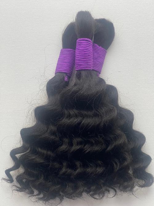 3 Bundles Brazilian human hair bulk for boho braids 12'' inches naturel color 150g